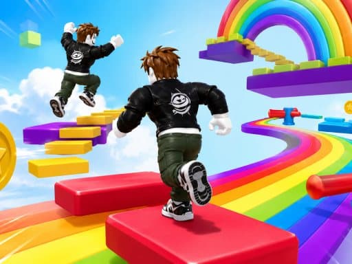 Play Obby Rainbow Parkour Two Player online