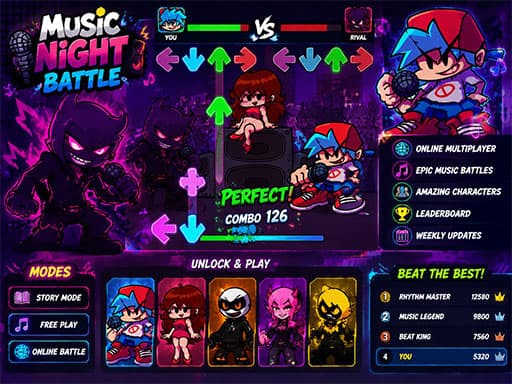 Play Music Night Battle: Rhythm Game online