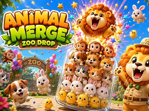 Play Animal Merge: Zoo Drop online