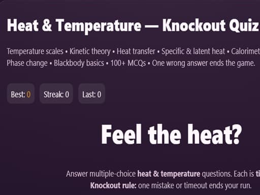 Play Physics: Heat Temperatuie Quiz online