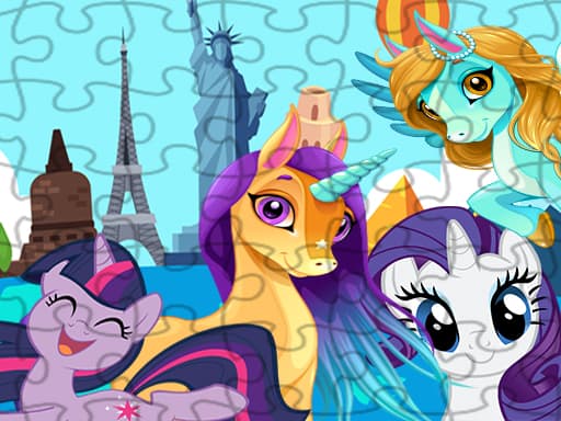 Play Unicorns Travel The World Puzzle online